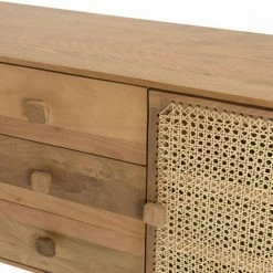 MACABANE ISA - Buffet Marron 2 Portes 3 Tiroirs Bois De Jamelonier Et Cannage Couleur Naturelle - Marron 9 MACABANE ISA - Buffet Marron 2 Portes 3 Tiroirs Bois De Jamelonier Et Cannage Couleur Naturelle - Marron -MACABANE Elegant store 44456193 3