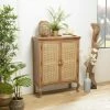 MACABANE ISA - Meuble Marron 2 Portes Bois De Jamelonier Et Cannage Couleur Naturelle - Marron