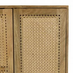 MACABANE ISA - Meuble Haut Marron 2 Portes Bois De Manguier Cannage Couleur Naturelle - Marron -MACABANE Elegant store 44456195 3