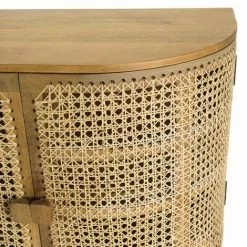 MACABANE ISA - Buffet Marron 2 Portes Bois De Manguier Et Cannage Pieds Métal Doré - Marron -MACABANE Elegant store 44470290 3