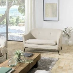 MACABANE NOE - Canapé Beige 2 Places Pieds En Métal Noir - Beige