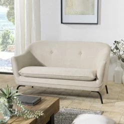 MACABANE NOE - Canapé Beige 2 Places Pieds En Métal Noir - Beige -MACABANE Elegant store 47944179 3