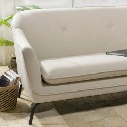 MACABANE NOE - Canapé Beige 2 Places Pieds En Métal Noir - Beige -MACABANE Elegant store 47944179 4