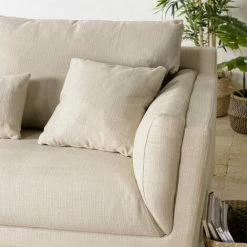 MACABANE NOE - Canapé Beige 3 Places Pieds En Bois - Beige -MACABANE Elegant store 47947880 4