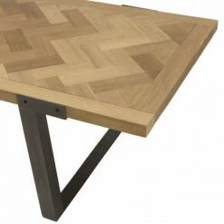 MACABANE CLEMENCE - Table Basse Rectangulaire Plateau Chevrons Bois Et Pieds Métal Noir - Marron/Noir -MACABANE Elegant store 54557322 4