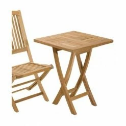 MACABANE HARRIS - Table De Jardin 2 Personnes, Carrée Pliante 60x60cm En Bois Teck - Marron -MACABANE Elegant store 6969670 3