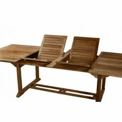MACABANE HANNA - SALON DE JARDIN EN BOIS TECK 10/12 Pers - 1 Table Rectangulaire Extensible 200/300*120 Cm Et 8 Chaises - Marron -MACABANE Elegant store 6969683 4