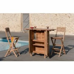 MACABANE HARRIS - Bar De Jardin En Bois Teck - Marron -MACABANE Elegant store 7035439 5