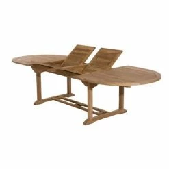 MACABANE HARRIS - Table De Jardin 10/12 Personnes - Ovale Double Extension 200/300*120 Cm En Bois Teck - Marron -MACABANE Elegant store 7061631 3