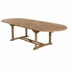 MACABANE HARRIS - Table De Jardin 10/12 Personnes - Ovale Double Extension 200/300*120 Cm En Bois Teck - Marron -MACABANE Elegant store 7061631 4