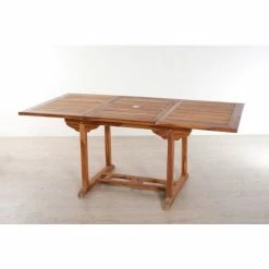 MACABANE HANNA - Table De Jardin 4/6 Personnes - Rectangulaire Extensible 120/180 X 90 Cm En Bois Teck Huilé - Marron -MACABANE Elegant store 7061649 3