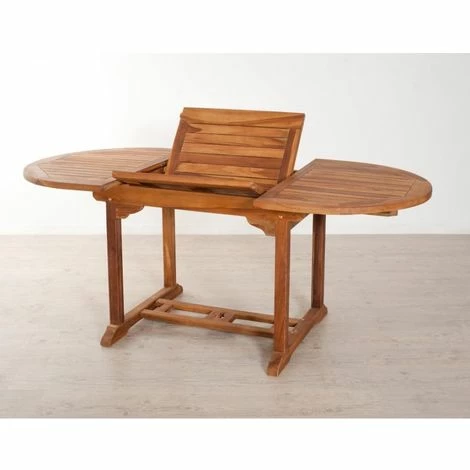 MACABANE HANNA - Table De Jardin 4/6 Personnes - Ovale Extensible 120/180 X 90 Cm En Bois Teck Huilé - Marron 6 MACABANE HANNA - Table De Jardin 4/6 Personnes - Ovale Extensible 120/180 X 90 Cm En Bois Teck Huilé - Marron – Image 4
