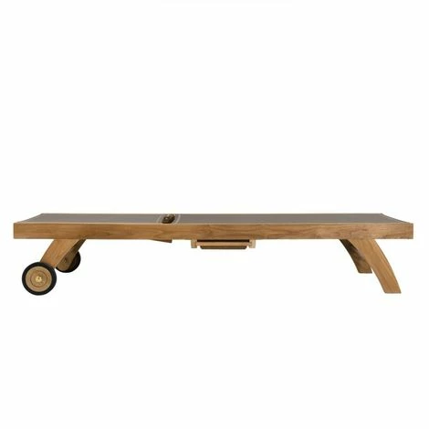 MACABANE HARRIS - Bain De Soleil Textilène Couleur Taupe En Bois Teck - Marron 5 MACABANE HARRIS - Bain De Soleil Textilène Couleur Taupe En Bois Teck - Marron – Image 3