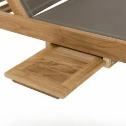 MACABANE HARRIS - Bain De Soleil Textilène Couleur Taupe En Bois Teck - Marron 11 MACABANE HARRIS - Bain De Soleil Textilène Couleur Taupe En Bois Teck - Marron -MACABANE Elegant store 7061663 5