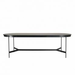 MACABANE DALY - Table à Manger Ovale Noire 240x104cm Piètement Métal - Noir -MACABANE Elegant store 71057087 4