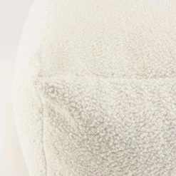 MACABANE ALBANE - Pouf Carré 53x53cm Tissu Bouclette Blanc - Blanc -MACABANE Elegant store 71057088 3