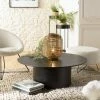 MACABANE DALY - Table Basse Ronde Noire 90x90cm Piètement Métal - Noir -MACABANE Elegant store 71057089 1