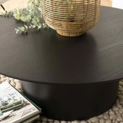 MACABANE DALY - Table Basse Ronde Noire 90x90cm Piètement Métal - Noir -MACABANE Elegant store 71057089 3