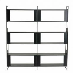 MACABANE DALY - Étagère 10 Niches 5 Niveaux Noire Piètement Métal - Noir -MACABANE Elegant store 71057091 4