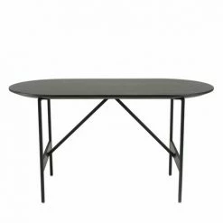 MACABANE DALY - Table Basse Ovale Noire 70x35cm Piètement Métal - Noir -MACABANE Elegant store 71057093 4