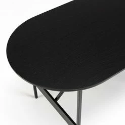 MACABANE DALY - Table Basse Ovale Noire 70x35cm Piètement Métal - Noir -MACABANE Elegant store 71057093 5