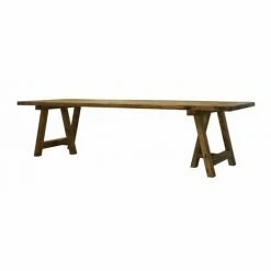 MACABANE ANDRIAN - Table à Manger Rectangulaire 270x100cm Bois Pin Recyclé - Marron