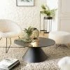 MACABANE DALY - Table Basse Ronde Noire 78x78cm Pied Conique Métal - Noir -MACABANE Elegant store 71057096 1