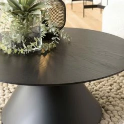 MACABANE DALY - Table Basse Ronde Noire 78x78cm Pied Conique Métal - Noir -MACABANE Elegant store 71057096 3