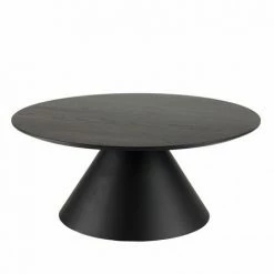 MACABANE DALY - Table Basse Ronde Noire 78x78cm Pied Conique Métal - Noir -MACABANE Elegant store 71057096 4