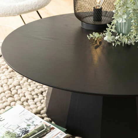 MACABANE DALY - Table Basse Ronde Noire 90x90cm - Noir 5 MACABANE DALY - Table Basse Ronde Noire 90x90cm - Noir – Image 3