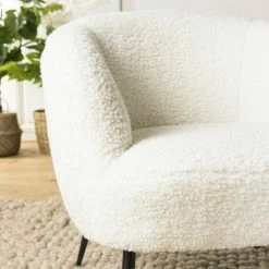 MACABANE ALBANE - Fauteuil Cosy Tissu Bouclette Blanc Pieds Métal Noir - Blanc 9 MACABANE ALBANE - Fauteuil Cosy Tissu Bouclette Blanc Pieds Métal Noir - Blanc -MACABANE Elegant store 71057104 3