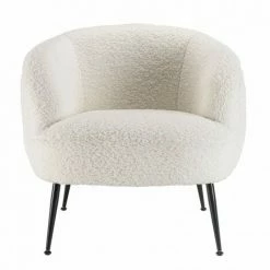 MACABANE ALBANE - Fauteuil Cosy Tissu Bouclette Blanc Pieds Métal Noir - Blanc 10 MACABANE ALBANE - Fauteuil Cosy Tissu Bouclette Blanc Pieds Métal Noir - Blanc -MACABANE Elegant store 71057104 4