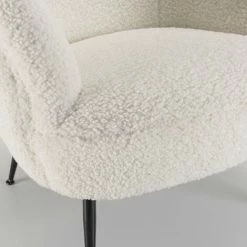 MACABANE ALBANE - Fauteuil Cosy Tissu Bouclette Blanc Pieds Métal Noir - Blanc 11 MACABANE ALBANE - Fauteuil Cosy Tissu Bouclette Blanc Pieds Métal Noir - Blanc -MACABANE Elegant store 71057104 5