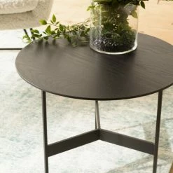 MACABANE DALY - Table Basse Ronde Noire 50x50cm Piètement Métal - Noir -MACABANE Elegant store 71057105 5