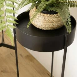 MACABANE DALY - Selette Ronde / Porte Plantes MM Noire Piètement Métal - Noir -MACABANE Elegant store 71057109 3
