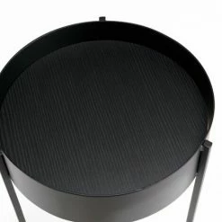 MACABANE DALY - Selette Ronde / Porte Plantes MM Noire Piètement Métal - Noir -MACABANE Elegant store 71057109 5