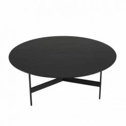 MACABANE DALY - Table Basse Ronde Noire 78x78cm Piètement Métal - Noir -MACABANE Elegant store 71057113 2