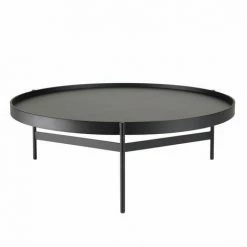 MACABANE DALY - Table Basse Ronde Noire 102x102cm Piètement Métal - Noir -MACABANE Elegant store 71057116 4