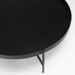 MACABANE DALY - Table Basse Ronde Noire 102x102cm Piètement Métal - Noir -MACABANE Elegant store 71057116 5
