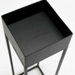 MACABANE DALY - Sellette Carrée / Porte Plantes MM Noire Piètement Métal - Noir -MACABANE Elegant store 71057119 4