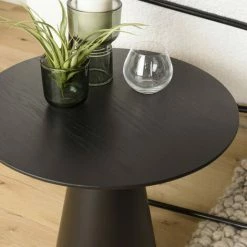 MACABANE DALY - Table D'appoint Ronde Noire 50x50cm Pied Conique Métal - Noir -MACABANE Elegant store 71057121 3