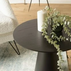 MACABANE DALY - Table D'appoint Ronde Noire 50x50cm Pied Conique Métal - Noir -MACABANE Elegant store 71057121 5