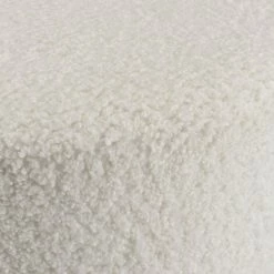 MACABANE ALBANE - Pouf Rond Tissu Bouclette Blanc Pieds Croisés Métal Noir - Blanc -MACABANE Elegant store 71057122 5