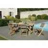 MACABANE HALICE - SALON DE JARDIN EN BOIS TECK 6/8 Pers - 1 Table Rectangulaire 180*90 Cm Avec 6 Chaises Textilène Taupe - Marron -MACABANE Elegant store 7846832 1