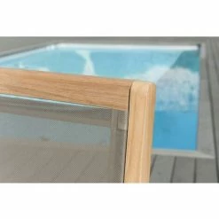 MACABANE HARRIS - Ensemble De 2 Fauteuils Jardin Empilables En Bois Teck Et Textilène Couleur Taupe - Marron -MACABANE Elegant store 7846836 4