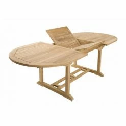 MACABANE HARRIS - SALON DE JARDIN EN BOIS TECK 8/10 Personnes - 1 Table Ovale Extensible 180/240*100 Cm Et 6 Chaises Taupe - Marron -MACABANE Elegant store 7846839 4